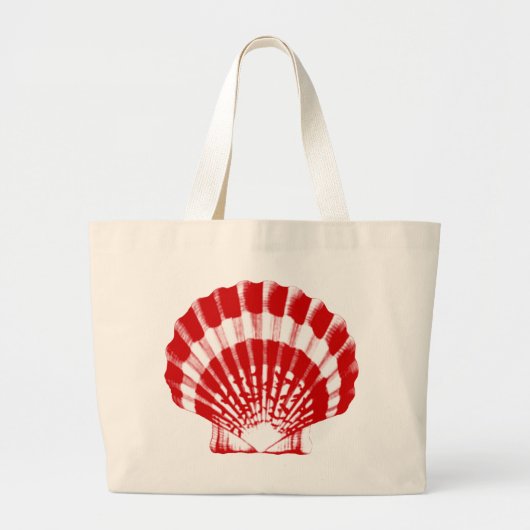Seashell - diep rood en wit grote tote bag (Voorkant)