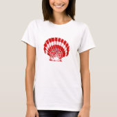 Seashell - diep rood en wit t-shirt (Voorkant)