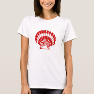 Seashell - diep rood en wit t-shirt