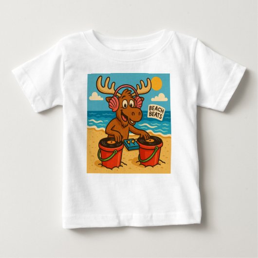 Seashell DJ – Beach Beats Tee for Kids (Voorkant)