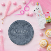 Seashell Donker Dusty Blue Modern Coastal Beach Papieren Bordje (Feest)