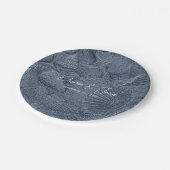 Seashell Donker Dusty Blue Modern Coastal Beach Papieren Bordje (Gekanteld)
