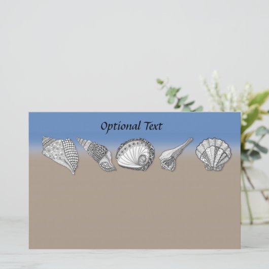 Seashell Drawing Art Briefpapier (Staand voorkant)