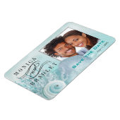 Seashell Dreams Beach Foto Save the Date aqua Magneet (Linkerzijde)