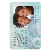 Seashell Dreams Beach Foto Save the Date aqua Magneet (Verticaal)