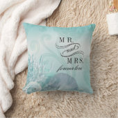 Seashell Dreams Beach Mr. en mevrouw aqua Kussen (Deken)
