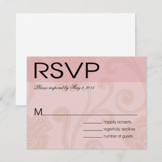 Seashell Dreams Beach Wedding RSVP roze (Voorkant / Achterkant)