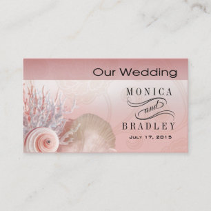 Seashell Dreams Beach Wedding Website roze Informatiekaartje