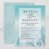 Seashell Dreams Faux Vellum Overlay aqua Kaart (Voorkant / Achterkant)