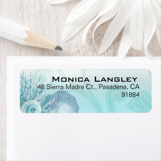 Seashell Dreams Strand Bruiloft aqua Etiket (Insitu)