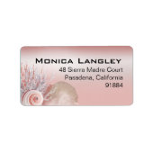 Seashell Dreams Strand Bruiloft roze Etiket (Voorkant)