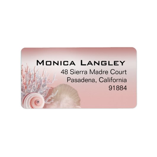 Seashell Dreams Strand Bruiloft roze Etiket (Voorkant)