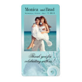 Seashell Dreams Strand Bruiloft Wijn/Champagne Etiket (Voorkant)