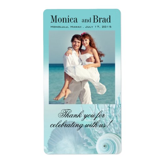 Seashell Dreams Strand Bruiloft Wijn/Champagne Etiket