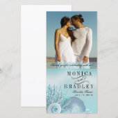 Seashell Dreams Strandbruiloft Bedankt Aqua (Voorkant / Achterkant)