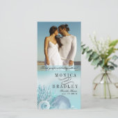Seashell Dreams Strandbruiloft Bedankt Aqua (Staand voorkant)