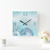 Seashell Dreams Tropical Beach | aqua Vierkante Klok (Huis)