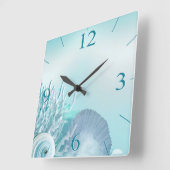 Seashell Dreams Tropical Beach | aqua Vierkante Klok (Hoek)