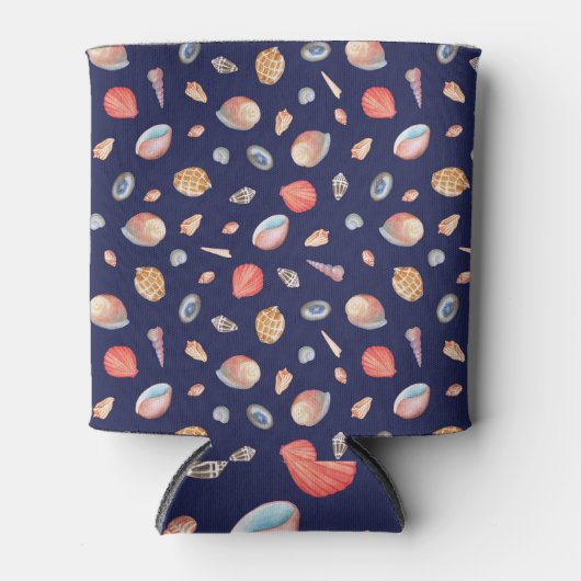 Seashell elegantie: Zomer blauw patroon. Blikjeskoeler (Voorkant)