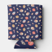 Seashell elegantie: Zomer blauw patroon. Blikjeskoeler (Achterkant)