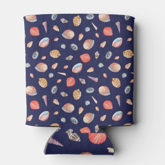 Seashell elegantie: Zomer blauw patroon. Blikjeskoeler (Achterkant)