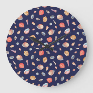 Seashell elegantie: Zomer blauw patroon. Grote Klok
