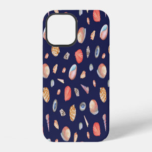Seashell elegantie: Zomer blauw patroon. iPhone 12 Hoesje