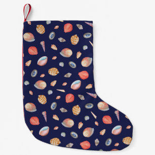 Seashell elegantie: Zomer blauw patroon. Kleine Kerstsok