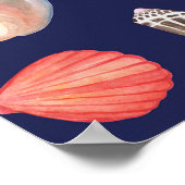 Seashell elegantie: Zomer blauw patroon. Poster (Hoek)