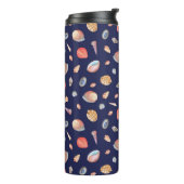 Seashell elegantie: Zomer blauw patroon. Thermosbeker (Gedraaid links)