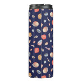 Seashell elegantie: Zomer blauw patroon. Thermosbeker (Achterkant)