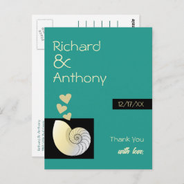 Seashell en harten, strand bruiloft dank u briefkaart