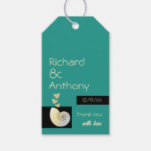 Seashell en harten, strand bruiloft dank u cadeaulabel (Voorkant)