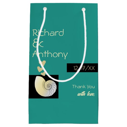 Seashell en harten, strand bruiloft dank u klein cadeauzakje (Voorkant)