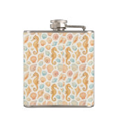 Seashell en zeepaardje waterverf patroon heupfles (Achterkant)