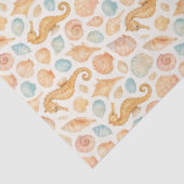 Seashell en zeepaardje waterverf patroon tissuepapier (Detail)