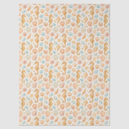 Seashell en zeepaardje waterverf patroon tissuepapier