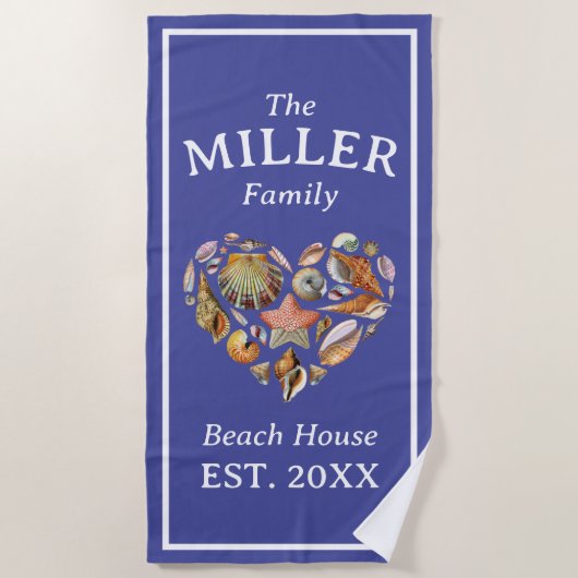 Seashell Familie Strandhuis Handdoek (Voorkant)