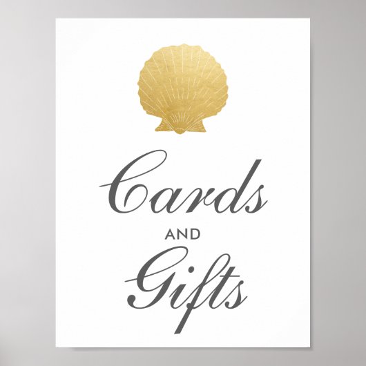 Seashell Faux Gold Foil | Ocean Gifts Wedding Sign Poster (Voorkant)