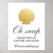 Seashell Faux Gold Foil | Ocean Insta Wedding Sign Poster (Voorkant)