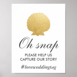 Seashell Faux Gold Foil | Ocean Insta Wedding Sign Poster