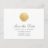 Seashell Faux Gold Foil | Ocean Save the Date Aankondigingskaart (Voorkant)