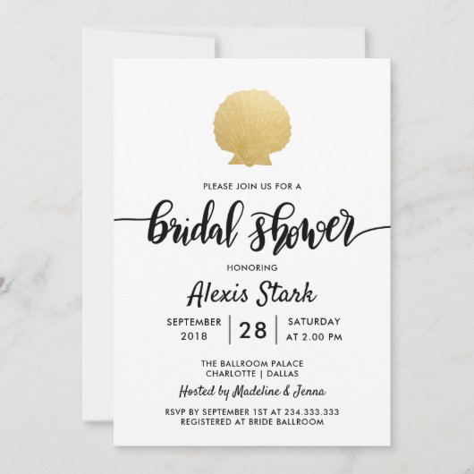 Seashell Faux Gold Foil Ocean Vrijgezellenfeest Kaart (Voorkant)