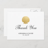 Seashell Faux Gold Foil | Ocean Wedding Dank u Briefkaart (Voorkant / Achterkant)