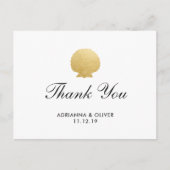Seashell Faux Gold Foil | Ocean Wedding Dank u Briefkaart (Voorkant)