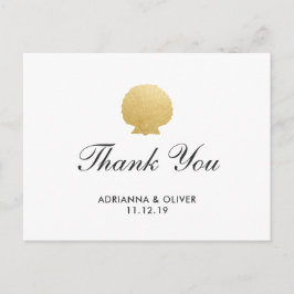 Seashell Faux Gold Foil | Ocean Wedding Dank u Briefkaart