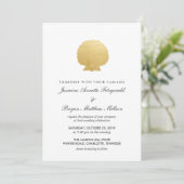 Seashell Faux Gold Foil | Ocean Wedding Kaart (Staand voorkant)