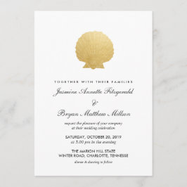 Seashell Faux Gold Foil | Ocean Wedding Kaart