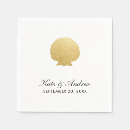 Seashell Faux Gold Foil | Ocean Wedding Servet