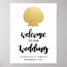 Seashell Faux Gold Foil | Ocean Wedding Sign Poster